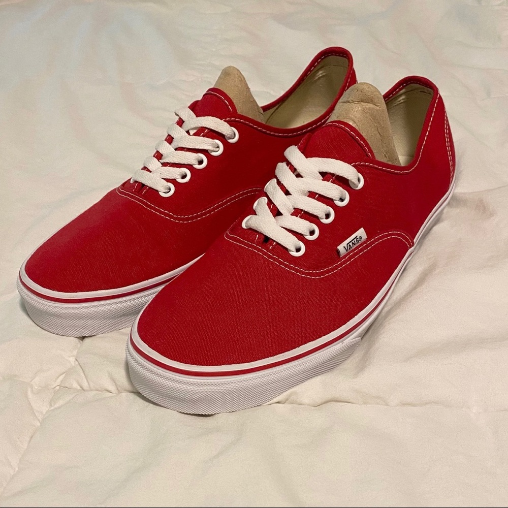 Red and White Authentic Vans